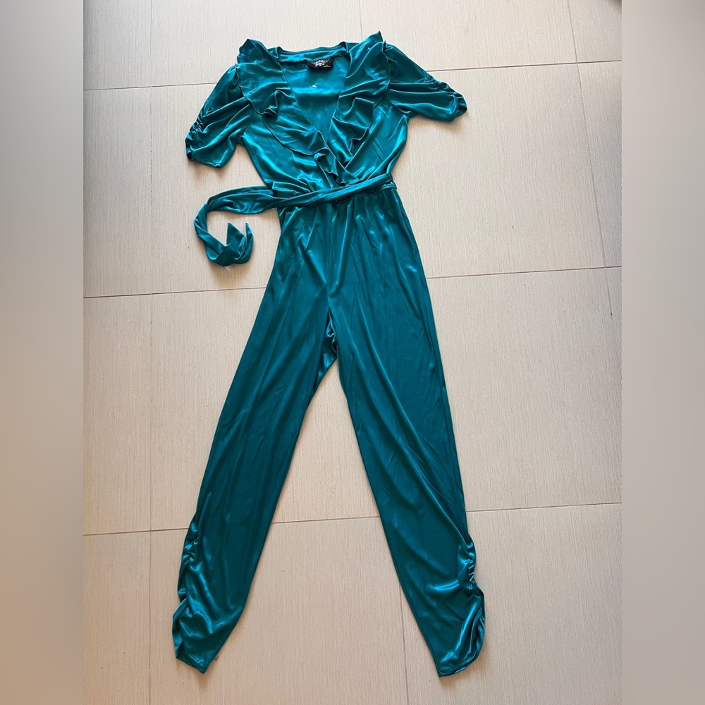 Adolfo Turquoise Jumpsuit with Belt